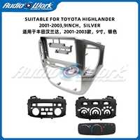 Nouvel arrivage : Cadre autoradio 9 pouces argenté pour Toyota Highlander 2001-2003, compatible Android et autoradios