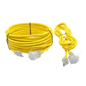 Cable de extensión de salida individual para exteriores, cable amarillo de 25 pies, SJTW, 16AWG, 3 puntas