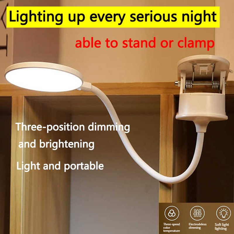 LED Clip-on Work Light, USB Portable Desk Lamp with Adjustable Gooseneck Arm, for Office Study Lighting