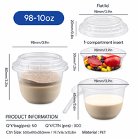 Gobelet jetable en PET de 98 mm pour yaourt et parfait, avec plateau d'insertion et couvercle en dôme, transparent, en forme de U, pour granola en vrac