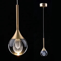 Lustre moderne AB en cristal, forme de boule, suspension en laiton mat cuivré pour chevet