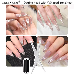Aimant multifonctionnel en forme d'oeil de chat à <span class=keywords><strong>double</strong></span> tête avec feuille de fer en forme de Y Outil de manucure pour ongles en gel Bâton magnétique pour vernis à ongles - Product Image 5