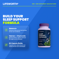 LIFEWORTH Capsules de Soutien au Sommeil à la Mélatonine et à la Racine de Valériane 6mg, Camomille et Mélisse, 60 Capsules