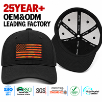 Casquette de baseball noire personnalisée avec patch étoiles et rayures orange, visière incurvée, ajustable, boîte cadeau, sac à cordon, vente en gros, OEM, streetwear