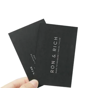 Tarjetas de negocios personalizadas con tu logotipo, papel de lujo de alta calidad, negro, mate y plateado