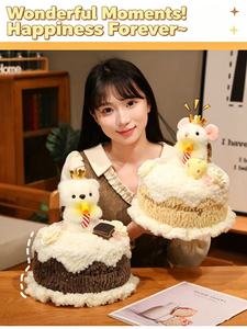 Juguete de Peluche con Forma de Pastel de Cumpleaños con Vela Iluminable, Adorable Animal de Peluche (Conejo, Oveja, Elefante, Ratón, Cachorro), Muñeco de Peluche, Regalo Personalizado - Product Image 3