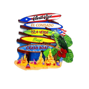 Aimant de réfrigérateur en MDF multicouche imprimé en époxy 3D personnalisé en gros, souvenir de Porto Rico, bois, touristique, en gros - Product Image 2
