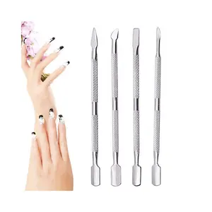 Atacado Double Ended Sharp Metal Nail Cutícula Pusher com alta qualidade aço inoxidável Logo Packing