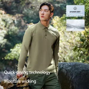 Pelliot quick-drying T-shirt men's antibacterial long-sleeved tops outdoor dry sports polo shirts breathable fitness clothes