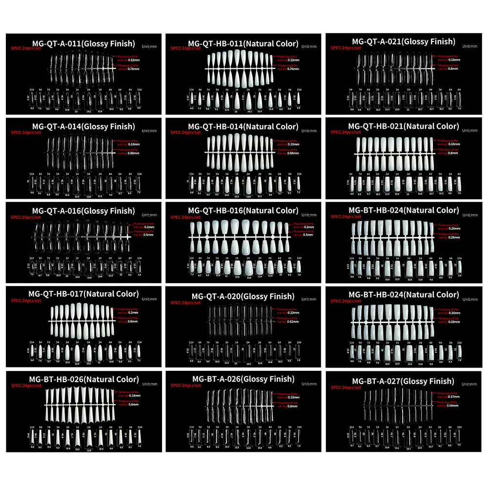 Wholesale Custom Private Label Long Short Acrylic Fake Nail Tips Press On Nails