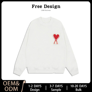 <span class=keywords><strong>Felpa</strong></span> Girocollo a Maniche Lunghe AMI Nuova <span class=keywords><strong>con</strong></span> Etichette, Distintivo a <span class=keywords><strong>Cuore</strong></span> Grande, Unisex, 100% Cotone, Autunno Inverno, Logo Personalizzabile Disponibile - Product Image 3