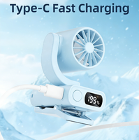 Ventilateur portable pliable à clipser, rechargeable, en plastique, mini turbo, 1200 mAh, avec moteur sans balais, pour extérieur