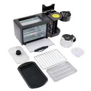 Horno eléctrico de acero inoxidable 3 en 1 para uso doméstico, tostadora automática de café y leche, sartén para hornear para desayuno al aire libre - Product Image 5