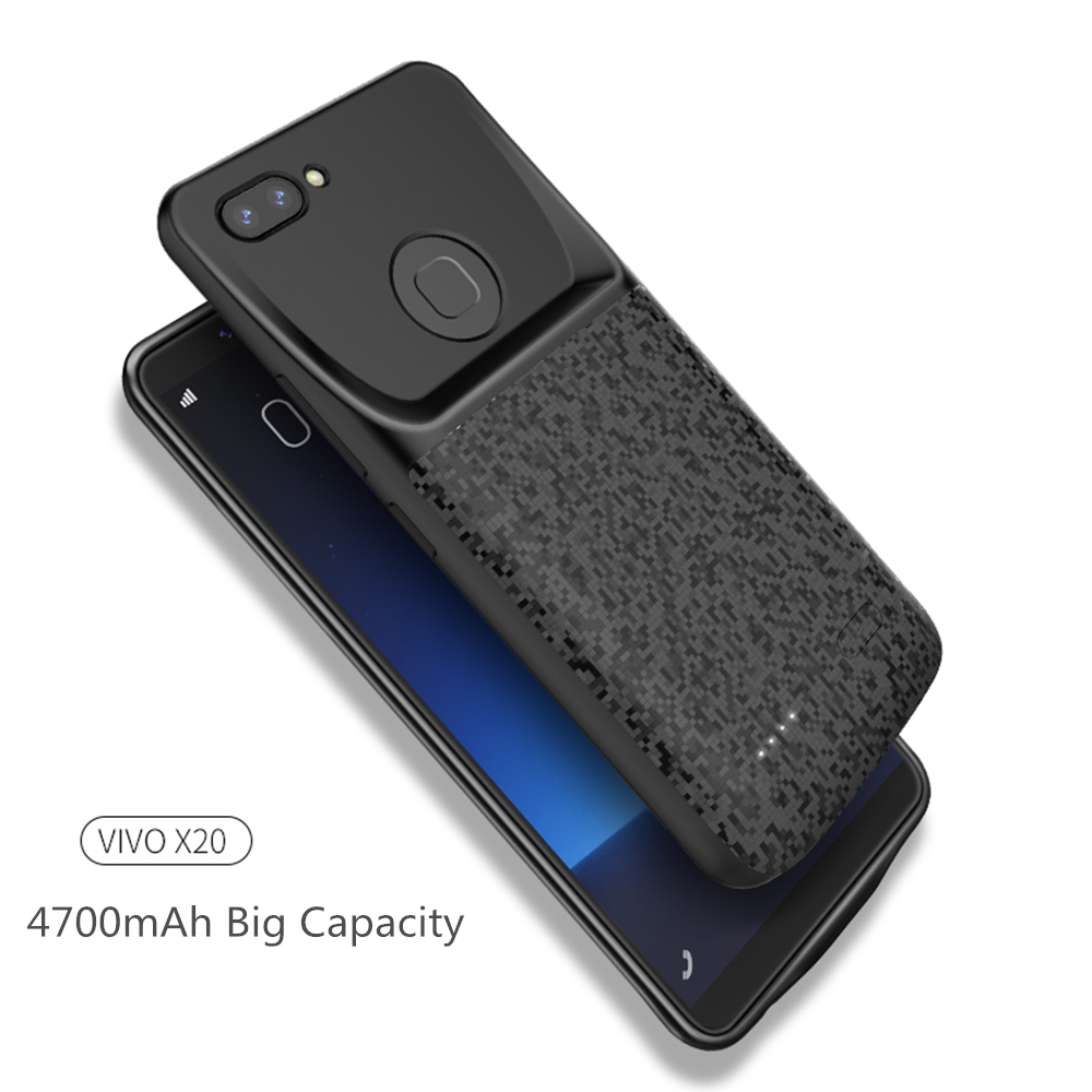 4700 мАч Power Bank чехол для VIVO X20 Внешний Аккумулятор Чехол ударопрочный чехол-накладка из ТПУ для зарядки телефона тонкий мобильный аккумулятор чехол для VIVO