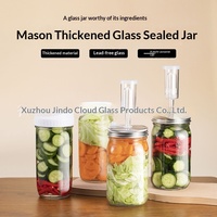 Kit de Fermentation en Verre Cylindrique à Large Ouverture (32oz, 64oz) pour Cornichons, Choucroute, Kimchi avec Valve d'Évacuation Unidirectionnelle