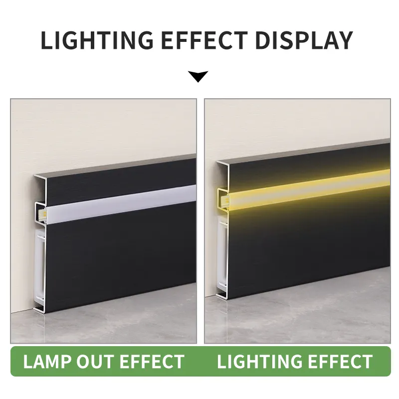 LED Aluminum Skirting Light Profile Wall skirting Board baseboard floor accessories Lamp strip aluminum alloy skirting board