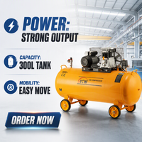 Compresseur d'air portable à moteur entraîné par courroie, refroidi par air, lubrifié, 3HP, réservoir 200L/300L, personnalisé par l'usine Shenyuan