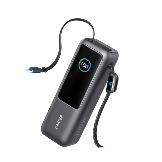 High Capacity Power Bank 25000mAh 165W Ultra-Fast Charging with Built-in Cables for Dual Laptops