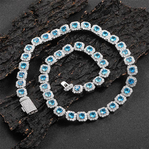 Collier chaîne tennis multicolore en strass pour hommes et femmes, bijoux de déclaration hip-hop style Iced Out - Product Image 2