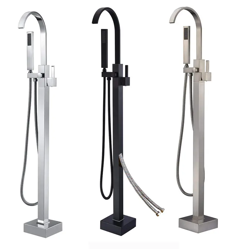 Brushed Square Base Freestanding Bathroom Faucet