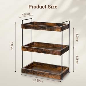 ชั้นวางเครื่องเทศทำจากไม้3ระดับสำหรับตู้เสื้อผ้าชั้นวางบนเคาน์เตอร์ห้องครัวพร้อมชั้นวางติดผนังและชั้นวางโชว์ - Product Image 2