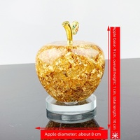 Ornement pomme en cristal de quartz transparent avec feuilles d'or, best-seller transfrontalier, cadeau de Noël créatif, boîte cadeau décorative