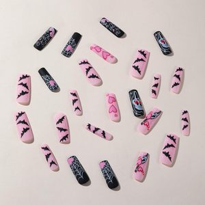 Máscara <span class=keywords><strong>DE</strong></span> LA MUERTE Spider Web Bats Designs Acrílico <span class=keywords><strong>Uñas</strong></span> postizas <span class=keywords><strong>Halloween</strong></span> Long Square Press-On Nails Cubierta completa Ataúd Pegamento <span class=keywords><strong>Uñas</strong></span> - Product Image 3