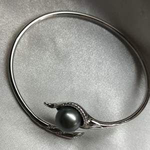 Bracelet élastique en argent S925 avec perle noire de Tahiti de 9-10 mm, bracelets et joncs élégants en perles, idée cadeau - Product Image 3