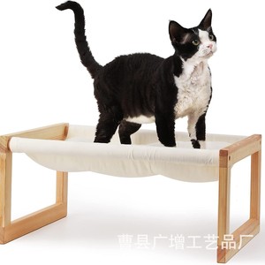เตียงแมวไม้ทรงสี่เหลี่ยมผืนผ้า ถอดซักได้ วางบนพื้น สำหรับแมวขนาดกลาง - Product Image 5