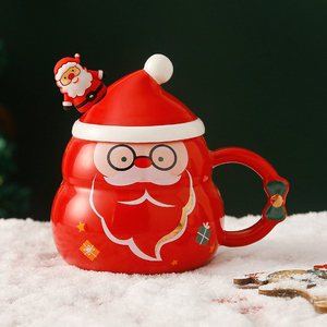 Taza de Café de Porcelana con Diseño Navideño de Santa Claus y Muñeco de Nieve, con Cuchara, para Fiestas, Venta al Por Mayor de Fábrica - Product Image 3