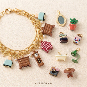 Muebles en Miniatura |   Abalorios de latón esmaltado chapados en oro de 18 quilates para la fabricación de joyas y decoración del hogar |   Libros, tostadora, colgante decorativo para bañera - Product Image 4