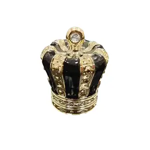 Luxury Middle East Dubai Arabia gold zinc alloy perfume bottle cap plastic crown cap for cosmetic liquor glass perfume bottle