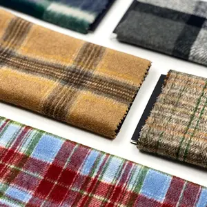 Cheap wholesale price stock twill woven cloth polyester woven boucle tweed woolen fabric for suiting