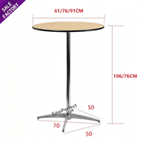 Table ronde pliante en bois pour banquet, prix d'usine, pour événements extérieurs, mariages, fêtes, table de cocktail haute en bois