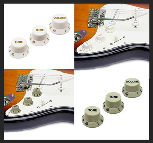Ensemble de boutons de guitare électrique chromés, 1 volume, 2 tons, style <span class=keywords><strong>Stratocaster</strong></span>, pièces de guitare électrique - Product Image 5