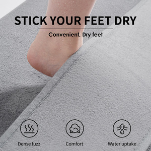 Tapis de salle de bain en mousse à mémoire de forme, rectangulaire, couleur unie, absorbant, antidérapant, pour douche et toilettes, avec surface nettoyable à l'arrière - Product Image 4