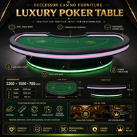 Table de Blackjack semi-circulaire de luxe SUCCESSOR, mobilier professionnel sur mesure avec éclairage LED et surface en feutre de qualité supérieure