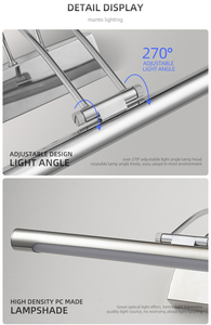 COMBO Modern LED Wall Lamp Stainless Steel <b>Bathroom</b> <b>Mirror</b> Light 5000K Daylight 25000H Lifespan Switch Control - Product Image 2