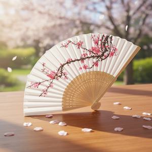 Ventilador de Mano Personalizado en Oferta, Ventilador Plegable de Bambú, Madera, Tela y Papel para Decoración del Hogar - Product Image 4