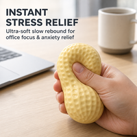 Jouet Squishy Cacahuète Ultra Doux à Rebond Lent en Caoutchouc, Anti-Stress Sonore ASMR pour Bureau