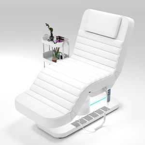 Lit de beauté électrique pliable en cuir blanc de luxe moderne pour salon de beauté, avec 4 moteurs, pour usage extérieur - Product Image 6