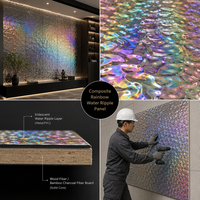 Material WPC Premium con Relieve, Estilo Geométrico para Vestíbulos de Hoteles, Resistente al Agua, al Fuego y a los Arañazos, para Exteriores
