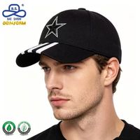 Casquette de baseball noire personnalisée avec broderie étoile et 3 bandes blanches sur la visière, style décontracté pour le sport