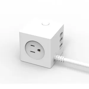 USA 3 Outlet 3 USB Power Strip Cube with 1.5m custom cable extension socket power cube