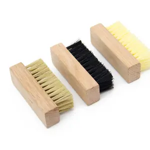 Brosse de nettoyage de chaussures de sport en bois avec logo personnalisé en gros d'usine brosse en bois en crin de cheval