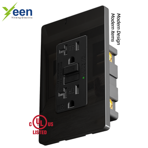 Hiện Đại Màu Đen gfci Outlet 15Amp 20A tự kiểm tra TR WR điện điện ul CUL tường ổ cắm gfci receptacle với screwless wallplate - Product Image 1