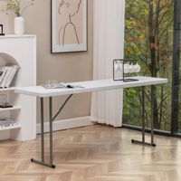Table pliante en plastique pour formation et réunions, avec structure métallique, portable et pliable, pour séminaires, design moderne et minimaliste, mobilier d'extérieur