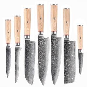 Ensemble de couteaux de chef <span class=keywords><strong>japonais</strong></span> professionnels en acier Damas avec manche en bois Pakka pour couper, ensemble de couteaux de cuisine - Product Image 1