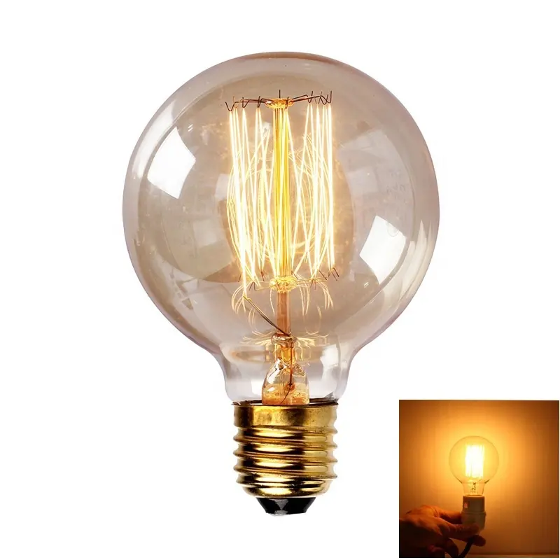 G80 110v 25w 40w 60w amber cover soft filament shape E26 thomas edison light bulb vintage