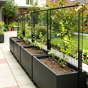 <span class=keywords><strong>Jardinière</strong></span> en acier galvanisé thermolaqué avec treillis pour plantes grimpantes, potager surélevé, écran d'intimité, <span class=keywords><strong>fleurs</strong></span>, modélisation 3D pour la maison - Product Image 2